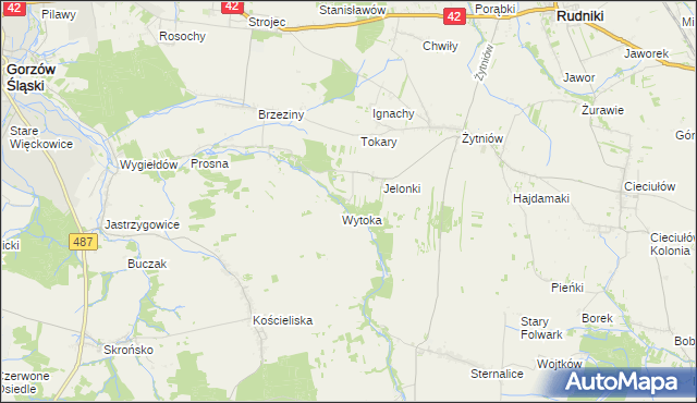 mapa Wytoka gmina Rudniki, Wytoka gmina Rudniki na mapie Targeo