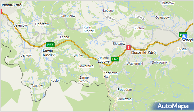 mapa Zielone Ludowe, Zielone Ludowe na mapie Targeo