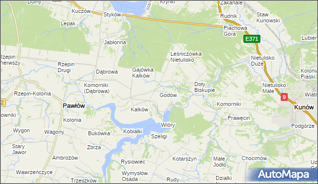 mapa Godów gmina Pawłów, Godów gmina Pawłów na mapie Targeo