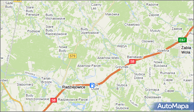 mapa Adamów-Wieś, Adamów-Wieś na mapie Targeo