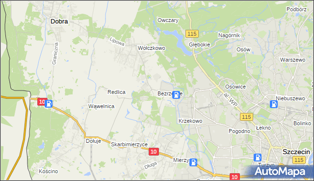 mapa Bezrzecze, Bezrzecze na mapie Targeo
