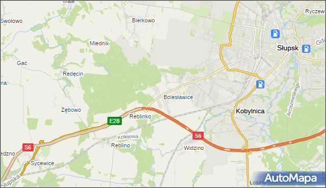 mapa Bolesławice gmina Kobylnica, Bolesławice gmina Kobylnica na mapie Targeo