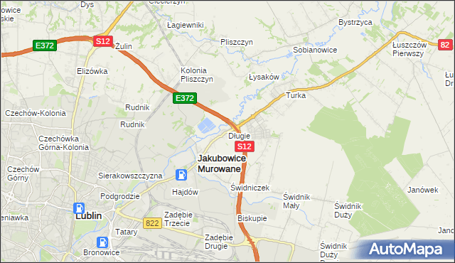 mapa Długie gmina Wólka, Długie gmina Wólka na mapie Targeo