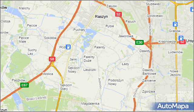 mapa Falenty Nowe, Falenty Nowe na mapie Targeo