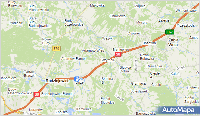 mapa Grzymek, Grzymek na mapie Targeo
