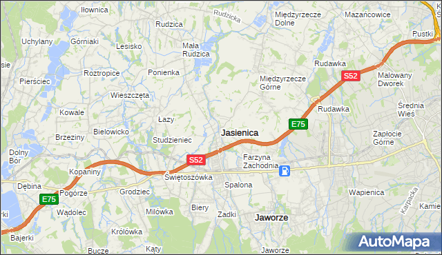 mapa Jasienica powiat bielski, Jasienica powiat bielski na mapie Targeo