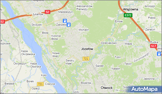 mapa Józefów powiat otwocki, Józefów powiat otwocki na mapie Targeo