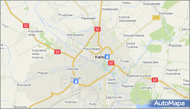 mapa Kalisza, Kalisz na mapie Targeo