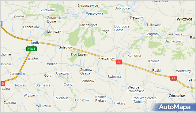 mapa Kleczanów, Kleczanów na mapie Targeo