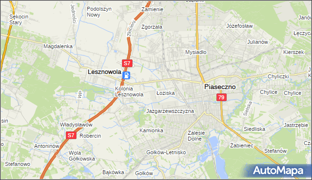 mapa Łoziska, Łoziska na mapie Targeo