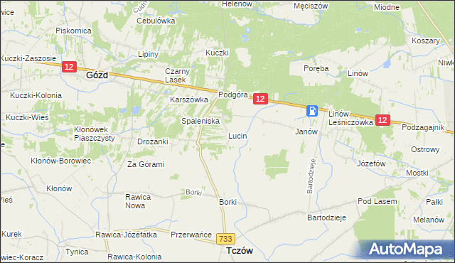 mapa Lucin gmina Tczów, Lucin gmina Tczów na mapie Targeo