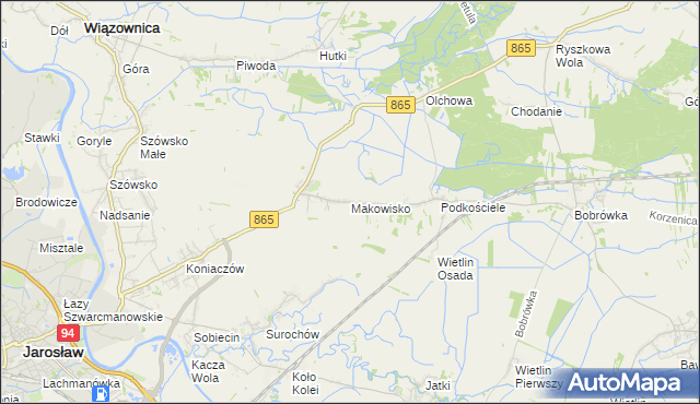 mapa Makowisko gmina Jarosław, Makowisko gmina Jarosław na mapie Targeo