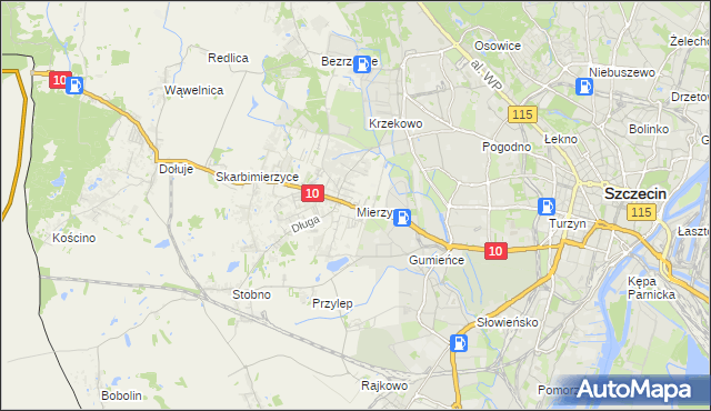 mapa Mierzyn gmina Dobra (Szczecińska), Mierzyn gmina Dobra (Szczecińska) na mapie Targeo