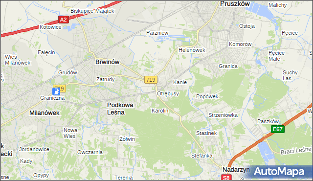mapa Otrębusy, Otrębusy na mapie Targeo
