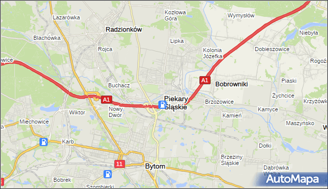mapa Piekary Śląskie, Piekary Śląskie na mapie Targeo