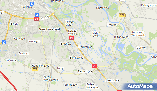 mapa Radwanice gmina Siechnice, Radwanice gmina Siechnice na mapie Targeo