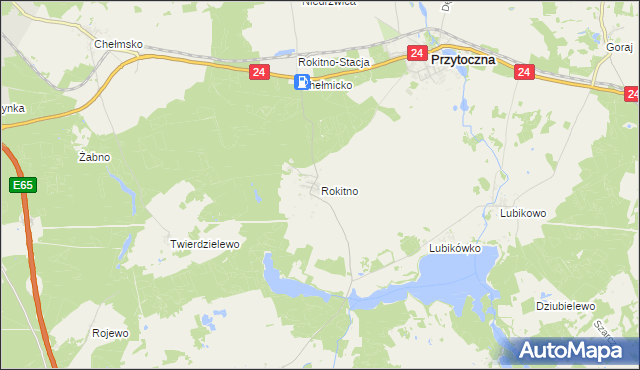 mapa Rokitno gmina Przytoczna, Rokitno gmina Przytoczna na mapie Targeo