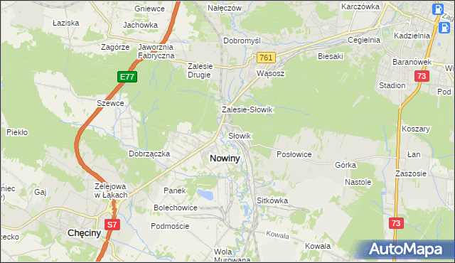 mapa Słowik gmina Sitkówka-Nowiny, Słowik gmina Sitkówka-Nowiny na mapie Targeo