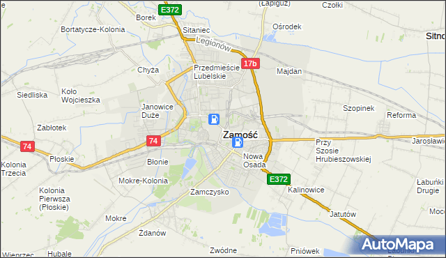 mapa Zamościa, Zamość na mapie Targeo