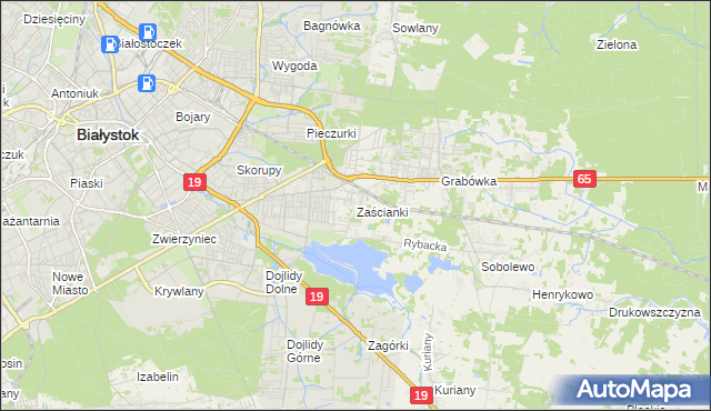 mapa Zaścianki gmina Supraśl, Zaścianki gmina Supraśl na mapie Targeo
