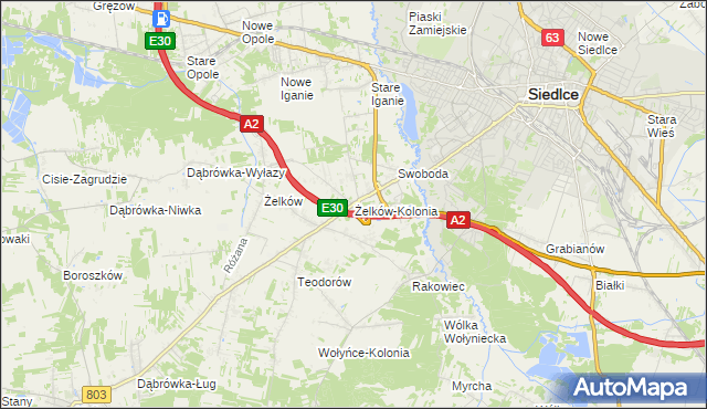 mapa Żelków-Kolonia, Żelków-Kolonia na mapie Targeo