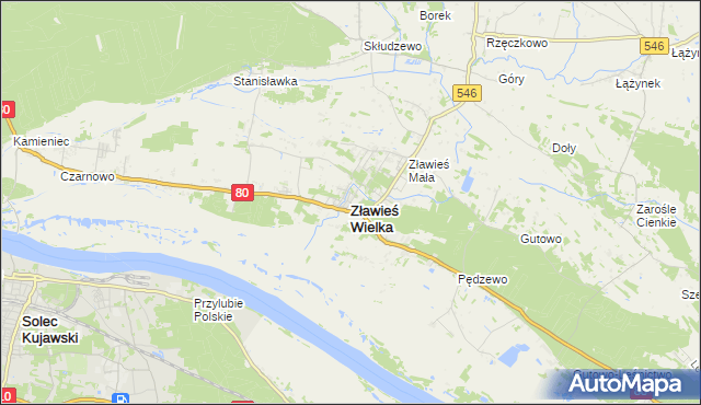 mapa Zławieś Wielka, Zławieś Wielka na mapie Targeo