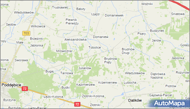 mapa Marysin gmina Dalików, Marysin gmina Dalików na mapie Targeo