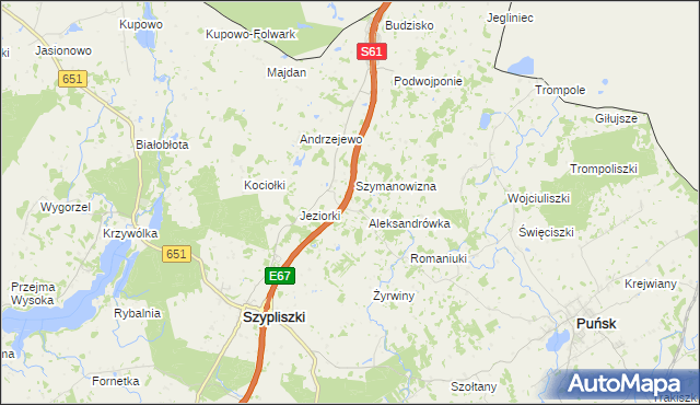 mapa Mikołajówka gmina Szypliszki, Mikołajówka gmina Szypliszki na mapie Targeo