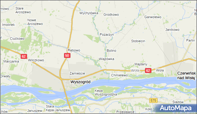 mapa Wiązówka gmina Wyszogród, Wiązówka gmina Wyszogród na mapie Targeo