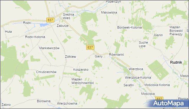 mapa Gany, Gany na mapie Targeo