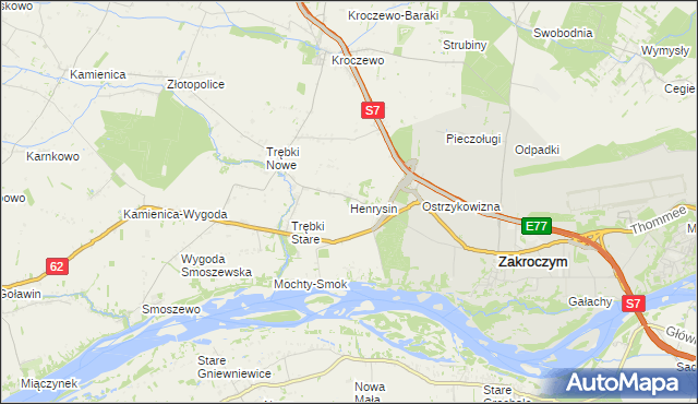 mapa Henrysin gmina Zakroczym, Henrysin gmina Zakroczym na mapie Targeo