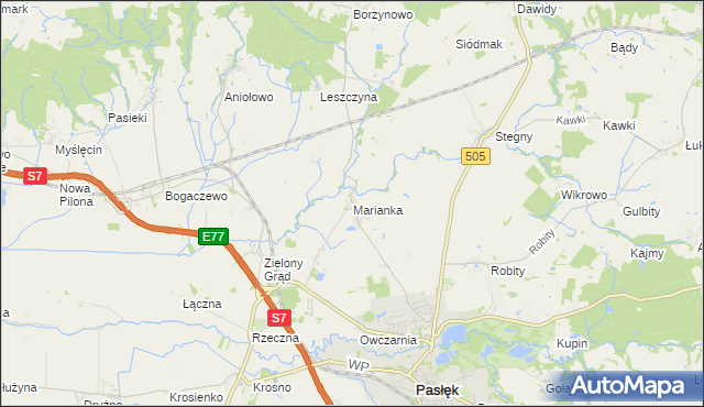 mapa Marianka gmina Pasłęk, Marianka gmina Pasłęk na mapie Targeo