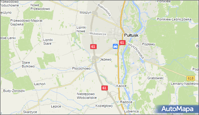 mapa Jeżewo gmina Pułtusk, Jeżewo gmina Pułtusk na mapie Targeo