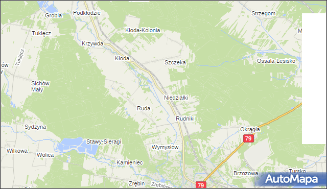 mapa Niedziałki gmina Rytwiany, Niedziałki gmina Rytwiany na mapie Targeo