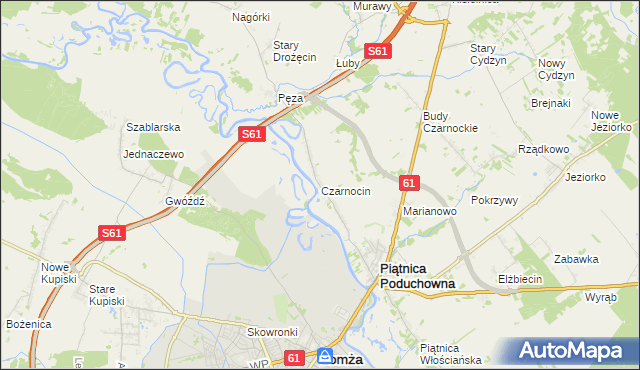 mapa Czarnocin gmina Piątnica, Czarnocin gmina Piątnica na mapie Targeo