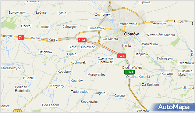 mapa Czerników Opatowski, Czerników Opatowski na mapie Targeo