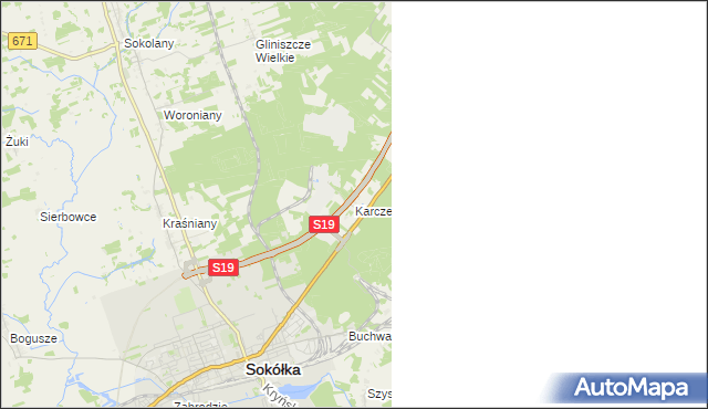 mapa Karcze gmina Sokółka, Karcze gmina Sokółka na mapie Targeo