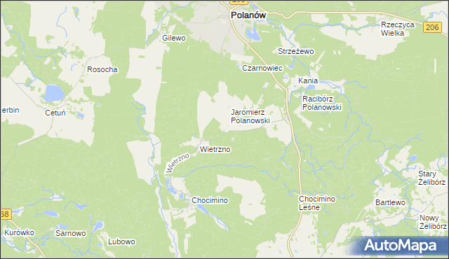 mapa Dzikowo gmina Polanów, Dzikowo gmina Polanów na mapie Targeo