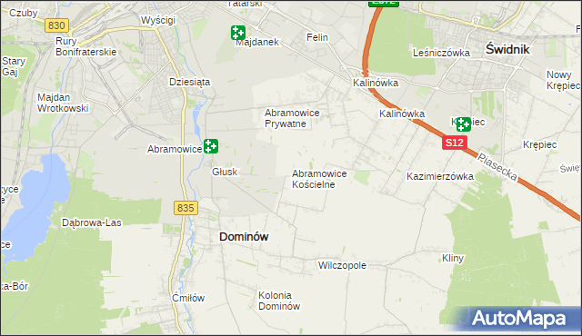 mapa Abramowice Kościelne, Abramowice Kościelne na mapie Targeo