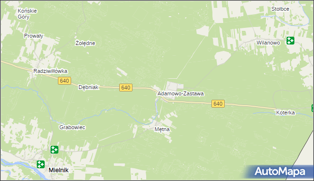 mapa Adamowo-Zastawa, Adamowo-Zastawa na mapie Targeo