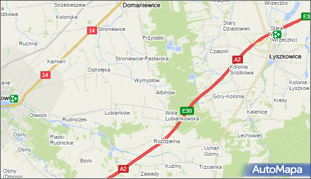 mapa Albinów gmina Głowno, Albinów gmina Głowno na mapie Targeo