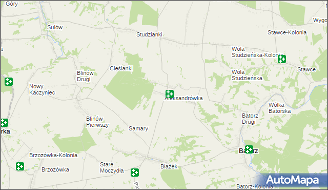 mapa Aleksandrówka gmina Batorz, Aleksandrówka gmina Batorz na mapie Targeo