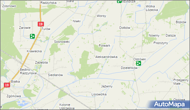 mapa Aleksandrówka gmina Drelów, Aleksandrówka gmina Drelów na mapie Targeo