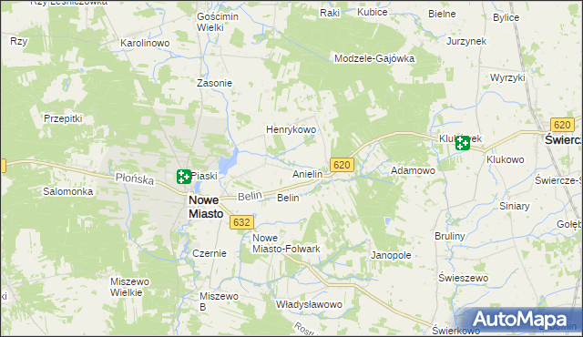 mapa Anielin gmina Nowe Miasto, Anielin gmina Nowe Miasto na mapie Targeo