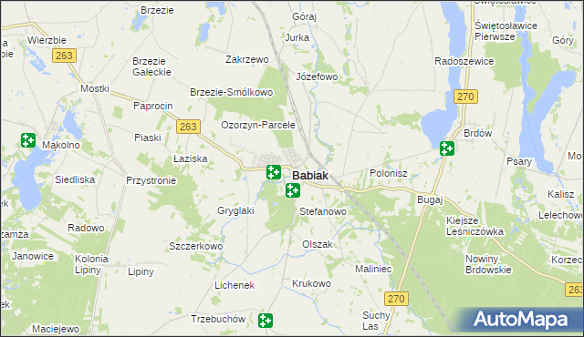 mapa Babiak powiat kolski, Babiak powiat kolski na mapie Targeo
