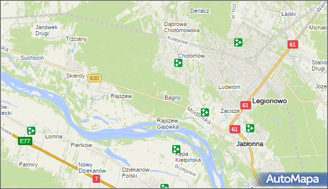mapa Bagno gmina Jabłonna, Bagno gmina Jabłonna na mapie Targeo