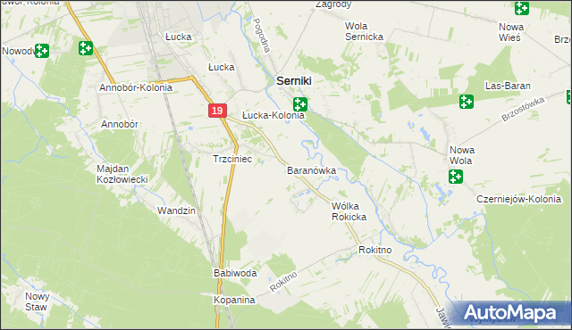 mapa Baranówka gmina Lubartów, Baranówka gmina Lubartów na mapie Targeo
