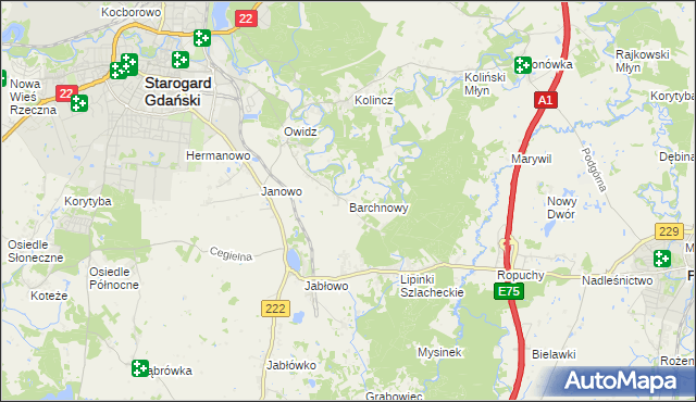 mapa Barchnowy, Barchnowy na mapie Targeo