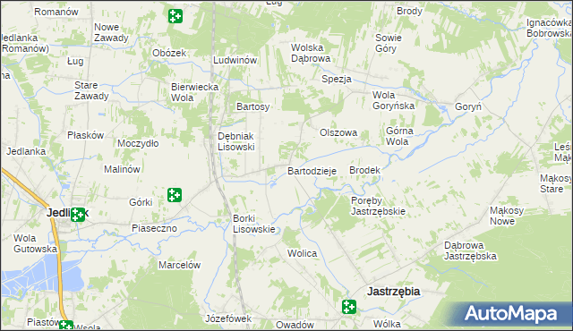 mapa Bartodzieje gmina Jastrzębia, Bartodzieje gmina Jastrzębia na mapie Targeo