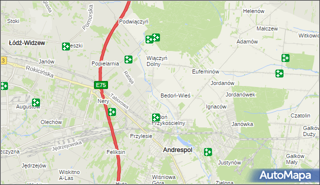 mapa Bedoń-Wieś, Bedoń-Wieś na mapie Targeo